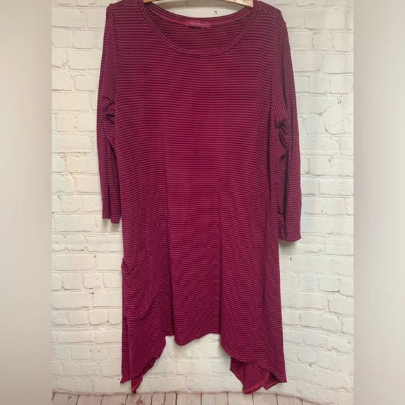 knee length dresses for ladies CUT LOOSE - Linen Combo Asym Tunic Dress main image 1